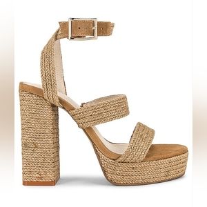 Akita Heel sandals by Raye in Tan